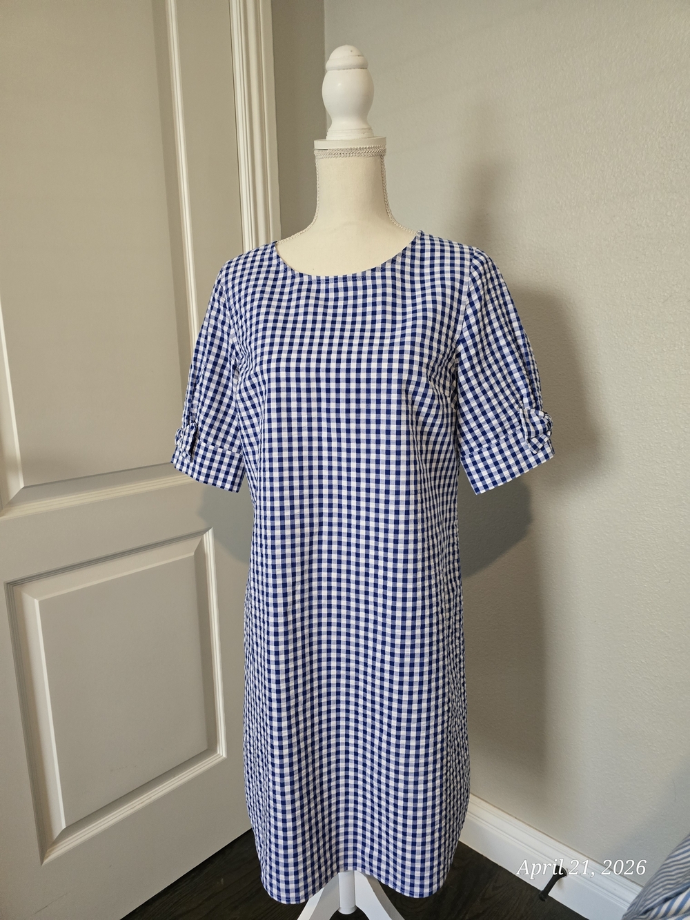 crown & ivy Blue Gingham Midi Dress